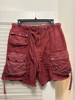 Free People Women's Cargo Shorts - Burgundy